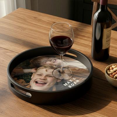 Rond dienblad bedrukken - Zwart - 30 cm