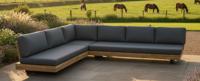 Los Angeles lounge corner set anthracite steel/acacia teak look Eurofar - Eurofar