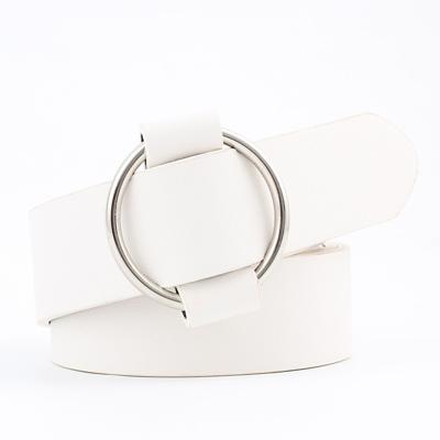 Casual Needleless ronde gesp brede PU lederen riem voor vrouwen Riemlengte: 103cm (wit)