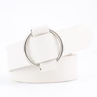 Casual Needleless ronde gesp brede PU lederen riem voor vrouwen Riemlengte: 103cm (wit)