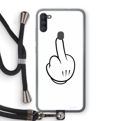 Middle finger white: Samsung Galaxy A11 Transparant Hoesje met koord