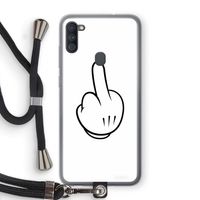 Middle finger white: Samsung Galaxy A11 Transparant Hoesje met koord