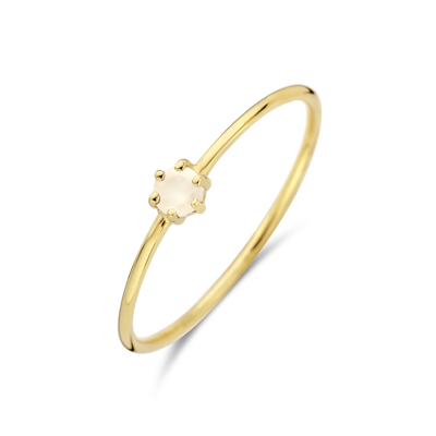 14k Geelgouden Ring 4mm met Maansteen - Geboortesteen Juni