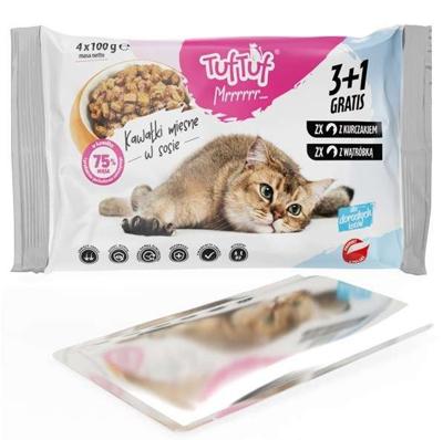 TUF TUF 2x with chicken, 2x with liver - nat kattenvoer - 4x100g