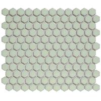 The Mosaic Factory Barcelona Mozaiek Tegel Hexagon - Licht groen met rand Porselein Geglazuurd 260x300 mm
