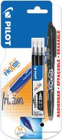 Pilot gelroller Frixion Ball, blister van 4 stuks (1 gelroller + 3 vullingen), zwart