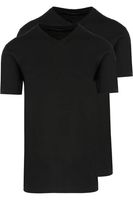 RAGMAN Regular Fit T-Shirt V-hals Dubbel pak zwart, Effen - thumbnail