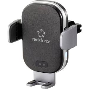 Renkforce RF-4470380 Telefoonhouder voor in de auto Met inductielader 91 - 59 mm 4 - 6.5 inch Bevestigingswijze (auto): Ventilatierooster, Zuignap