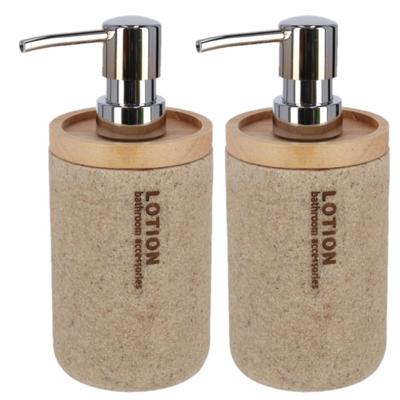 Gerimport Zeeppompje - 2x - bruin - lotion - 17 cm - navulbaar - toilet/badkamer