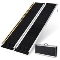 Rolstoelhelling Inklapbare Helling Draagbaar en Antislip Aluminium Oprijplaat Drempelhelling voor Rolstoel Trappen Deuren (183 x 74 cm)