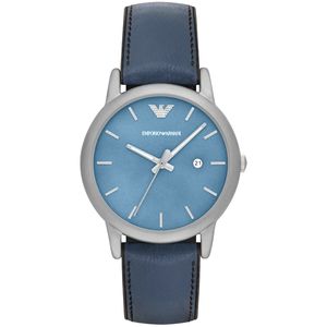 Horlogeband Armani AR1972 Leder Blauw 20mm