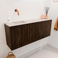 Toiletmeubel Mondiaz Joya Dlux | 100 cm | Meubelkleur Walnut | Faye wastafel Nata Wasbak Links | Zonder kraangat(en)