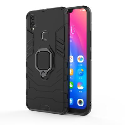 PC + TPU schokbestendige beschermhoes voor vivo v9 met magnetische ring houder (zwart)