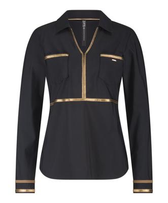 Zip73 Top Leather Tape W25/229/03/014 T-shirt Lange Mouw 014 Black/toffee