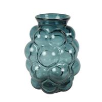 Bloemenvaas Bubblegum Large - transparant glas - petrol blauw - D21 x H30 cm - vaas