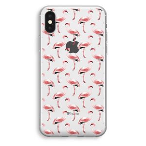 Flamingoprint groen: iPhone XS Transparant Hoesje