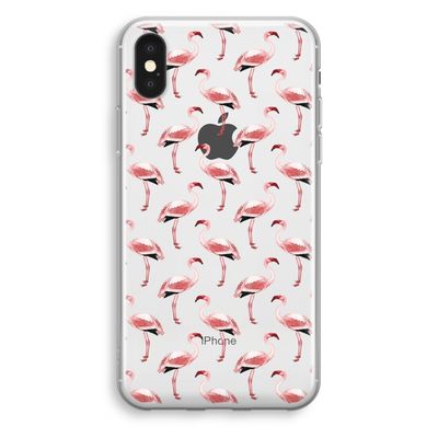 Flamingoprint groen: iPhone XS Transparant Hoesje
