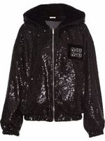 Miu Miu hoodie zippé à patch logo - Noir