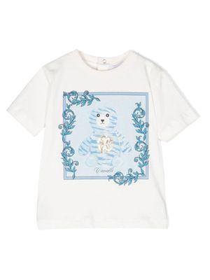 Roberto Cavalli Junior t-shirt en coton à imprimé graphique - Blanc