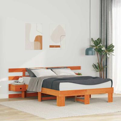 Bedframe met lade Bruin 120 x 190 cm Massief grenenhout