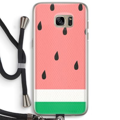 Watermeloen: Samsung Galaxy S7 Edge Transparant Hoesje met koord