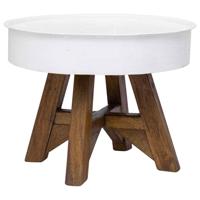 Salontafel 60x45 cm massief gerecycled hout wit
