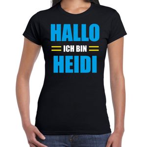 Apres ski t-shirt Hallo ich bin Heidi zwart dames - Wintersport shirt - Foute apres ski outfit