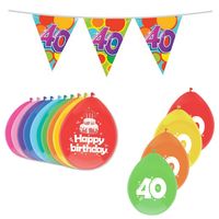 Leeftijd verjaardag thema 40 jaar pakket ballonnen/vlaggetjes - Feestpakketten - thumbnail
