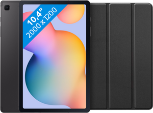 Samsung Galaxy Tab S6 Lite (2022) 128GB Wifi Grijs + Just in Case Tri-Fold Book Case Zwart