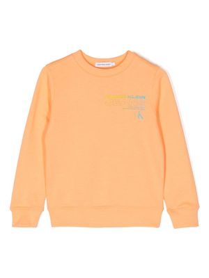 Calvin Klein Kids sweat en coton à logo imprimé - Orange