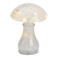 Paddenstoel met 12 LEDs, 6/18-uurs timer, van wit glas (B/H/D) 13x18x13cm