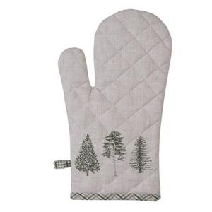 Clayre & Eef Ovenwant 18x30 cm Beige Groen Katoen Dennenbomen