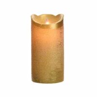 Gouden LED kaarsen/stompkaarsen 15 cm flakkerend - thumbnail