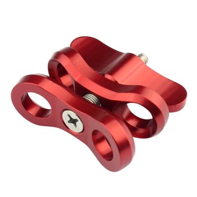 PULUZ Ball Clamp close hole duiken camera beugel CNC aluminium voorjaar zaklamp klem voor duiken onderwater fotografie systeem (rood)