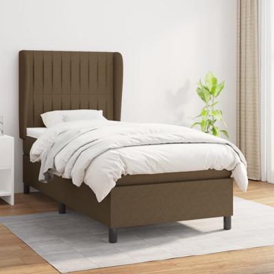 Boxspring met matras stof donkerbruin 90x200 cm