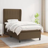 Boxspring met matras stof donkerbruin 90x200 cm