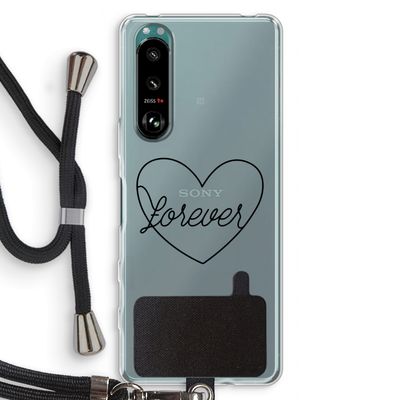 Forever heart black: Sony Xperia 5 III Transparant Hoesje met koord