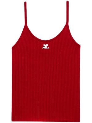 Courrèges haut Reedition en maille nervurée - Rouge