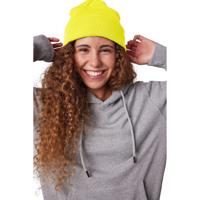 Wintermuts Beanie Yukon - fluor geel - heren/dames - sterk/zacht/licht gebreid 100% Acryl