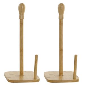 2x stuks keukenrol houder bamboe hout 15 x 34 cm - Keukenrolhouders