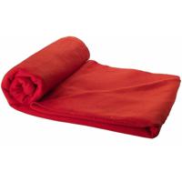 Fleece deken of plaid - bank/bed - rood - 150 x 120 cm - reisdeken met tasje