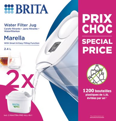 Brita Marella Waterfilterkan Wit + 2 Maxtra Filterpatronen