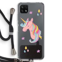 Roze eenhoorn: Samsung Galaxy A22 5G Transparant Hoesje met koord