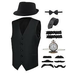 Retro vintage Roaring jaren '20 Jaren 1920 Outfits Hesje Vest Panamahoed Accessoireset The Great Gatsby Heer Voor heren Modieus Kerstmis Schoolfeest Festival Ves Lightinthebox