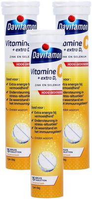 Davitamon Vitamine C + Extra D3 Bruistabletten Multiverpakking