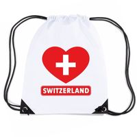 Zwitserland hart vlag nylon rugzak wit - thumbnail