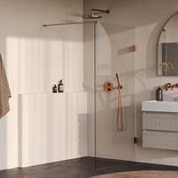 Brauer Void - Inloopdouche - Helder Glas - 90 x 200 cm - incl. Glascoating - PVD Koper Geborsteld