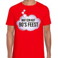 Verkleed T-shirt voor heren - rood - wat een kut 90s feest - rood - 90s party / themafeest