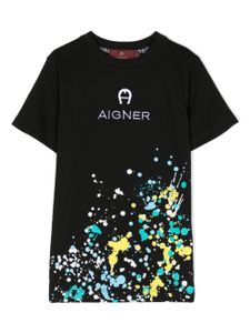 Aigner Kids t-shirt à effet taches de peinture - Noir