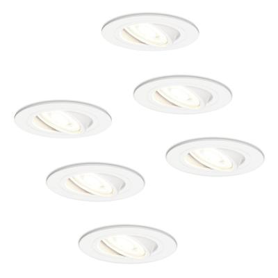 Set van 6 Pittsburg LED inbouwspots - GU10 5 Watt 400 lumen - 4000K Neutraal wit - Dimbaar - Rond - Kantelbaar - IP20 Voor binnen - Wit